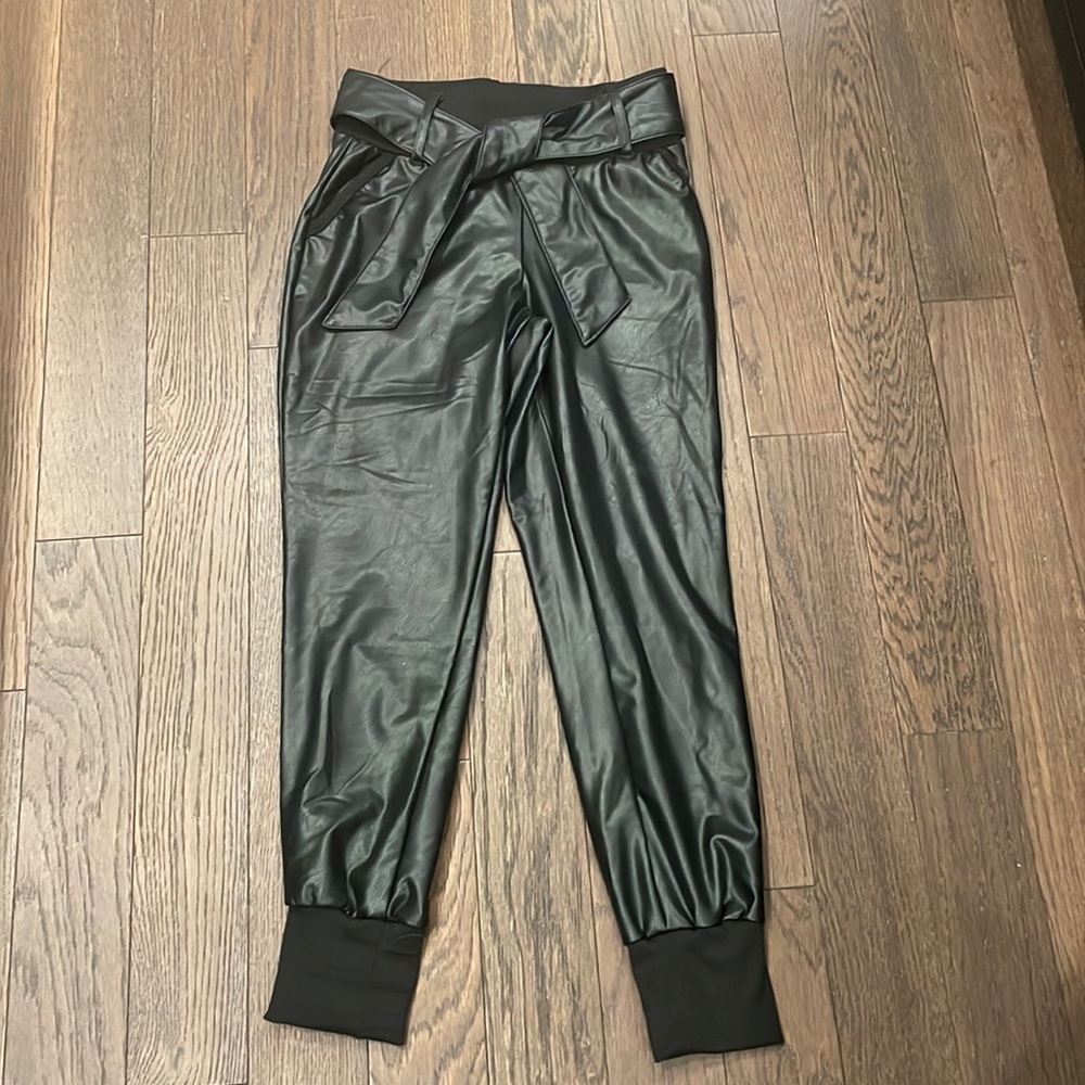 Faux leather joggers
